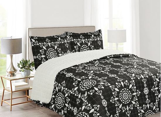 Imagen de Quilt Sherpa Da-Vinci Estampado Doral 3 plazas