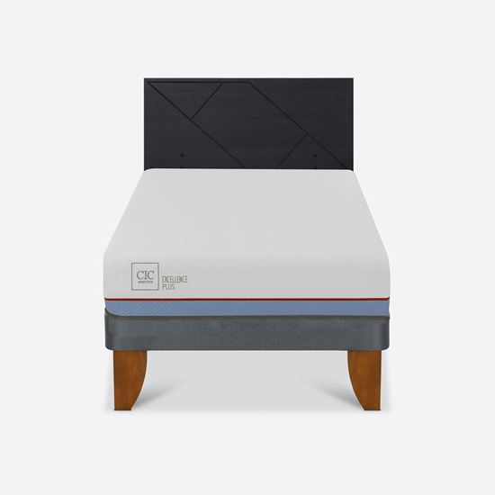 Imagen de Cama Europea Cic 1.5 plazas Excellence Plus+Respaldo Villarrica Negro