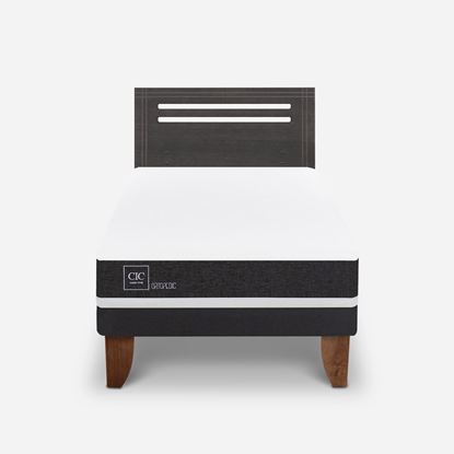 Imagen de Cama Europea Cic 1.5 Plazas Ortopedic Respaldo Munich Gris
