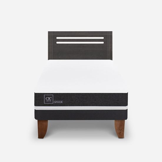 Imagen de Cama Europea Cic 1.5 Plazas Ortopedic Respaldo Munich Gris